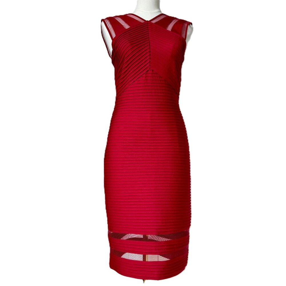 TADASHI SHOJI | NWT Red Sleeveless Pintuck Dress Sz M